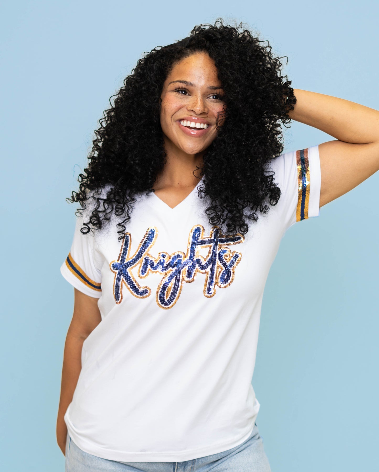 Bombs White Knights Sequin Ladies Tee