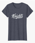 Heather blue tee with vintage knights