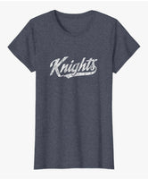 Heather blue tee with vintage knights
