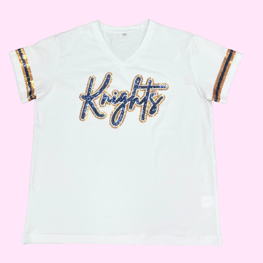 Bombs White Knights Sequin Ladies Tee